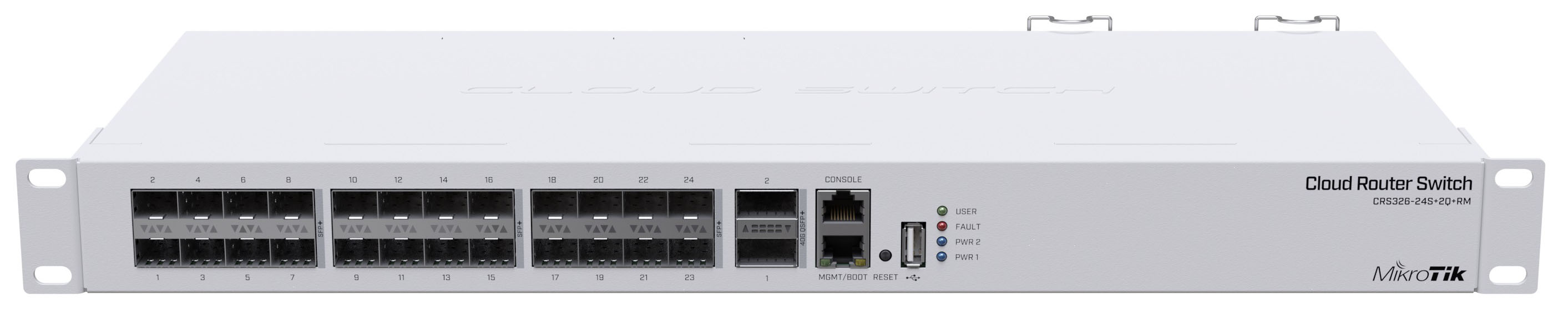 Комутатор MikroTik Cloud Router Switch 326-24S+2Q+RM (QCA9531, 650 MHz CPU, 64 MB RAM, 16 MB Flash)