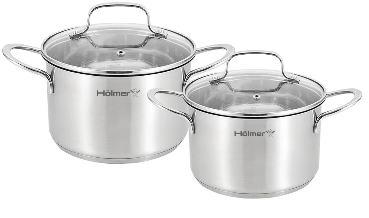 Набір посуду Hölmer CS-4451-SS Elegance (2 каструлі з кришкою 2 л/3,8 л)